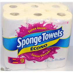 6 ROLLS SPONGE TOWELS ECONO PAPER TOWELS