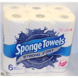 SPONGE TOWELS ULTRA STRONG PAPER TOWELS 6 ROLLS