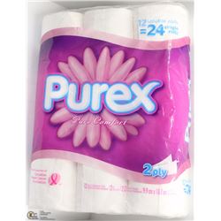 12 DOUBLE ROLLS PUREX PURE COMFORT TOILET PAPER