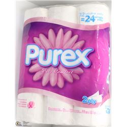 12 DOUBLE ROLLS PUREX PURE COMFORT TOILET PAPER
