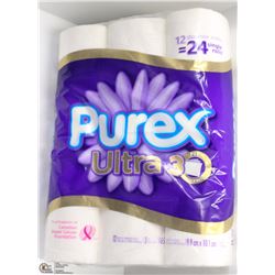 12 DOUBLE ROLLS PUREX ULTRA 3PLY TOILET PAPER