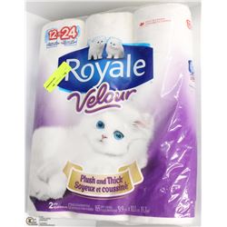12 DOUBLE ROLLS ROYAL VELOUR TOILET PAPER