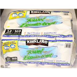 12 ROLLS SELECT A SIZE KIRKLAND PAPER TOWEL ROLLS
