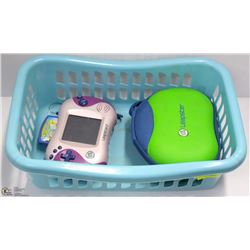 2 LEAPSTER 2 CONSOLES WITH GAMES AND POUCH