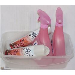 SMALL TOTE OF AIR FRESHENER AND FEBREEZE FABRIC