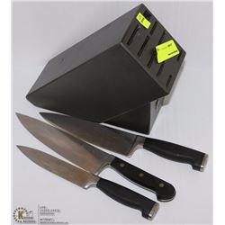 JA HENCKLES KNIFE BLOCK WITH 3 KNIVES