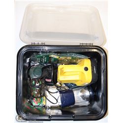 BIN OF CAMPING STUFF