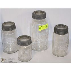 LOT OF 4 OLD JEWEL CANNING JARS W/ LIDS