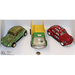 FLAT OF 3 VINTAGE TONKA VEHICLES DIE CAST INCL VW