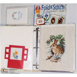 BINDER OF CROSS STITCHING ITEMS INCL CARDS