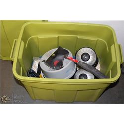 BIN OF CAMPING EQUIPMENT