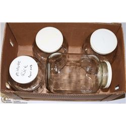 4 LARGE GLASS STORING JARS