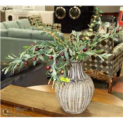 ROMAN STYLE POTTERY PLANT VASE WITH FOLIAGE