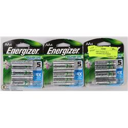 ENERGIZER 3 PACKS OF 4 RECHARGEABLE BATTERIES