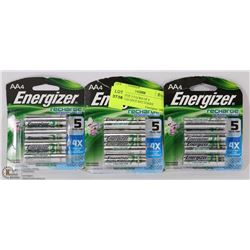 ENERGIZER 3 PACKS OF 4 RECHARGEABLE BATTERIES