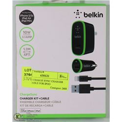 BELKIN CHARGE SYNC CHARGER KIT & CABLE FOR IPOD