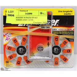 ENERGIZER 16 PACK OF #13 BATTERIES AND 1-#390