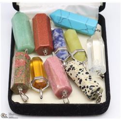 10 SEMI-PRECIOUS STONE PENDANTS