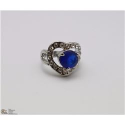 LOVE HEART SILVER PLATED WEDDING RING SZ9