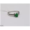 Image 1 : #75 GREEN EMERALD & CZ  GEMSTONE RING