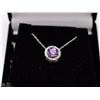 Image 1 : #4 GENUINE AMETHYST PENDANT,CZ & NECKLACE