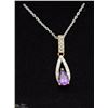 Image 1 : #5 GENUINE AMETHYST PENDANT, CZ  & NECKLACE