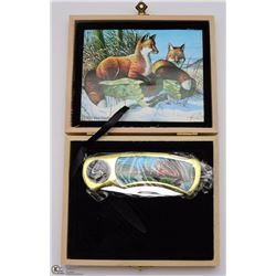 COLLECTOR SERIES FOX POCKET KNIFE IN WOOD CASE
