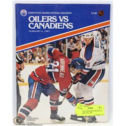 OILERS VS CANADIENS PROGRAM - FEBRUARY 4TH, 1983