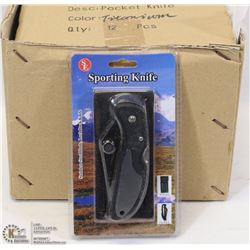 CASE OF 12 NEW SE SPORTING KNIFE W/ STAINLESS