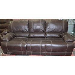 NEW BROWN LEATHERETTE RECLINING COUCH