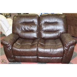 NEW BROWN RECLINING LEATHERETTE LOVESEAT