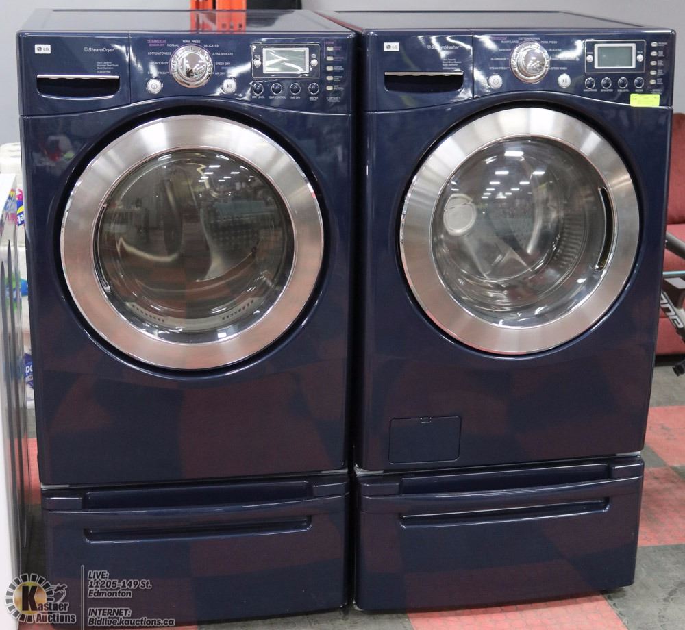 DARK BLUE LG STEAM SERIES WASHER AND DRYER SET