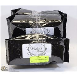 LOT OF  FIVE 1LB WICKED COFFEE BEANS