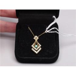 18K Diamond & Emerald Pendant 