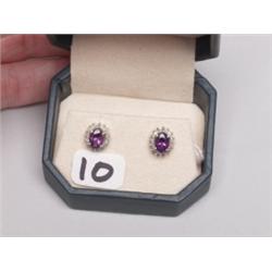 14K Diamond Amethyst Earrings