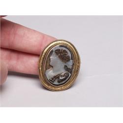 Antique Hardstone Cameo in Gold Frame