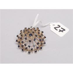 14K Sapphire Brooch  Pendant 14.3 Grams