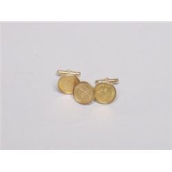 18K Coin Cufflings & Tie Tack
