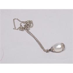 South Seas Drop Pearl .63 Ct Diamonds