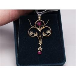 10K Lavalier Seed Pearls Amethyst