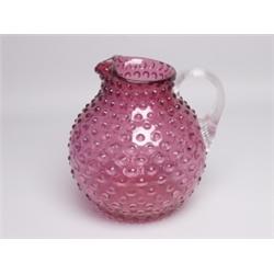 Cranberry Hobnail Glass Pitcher