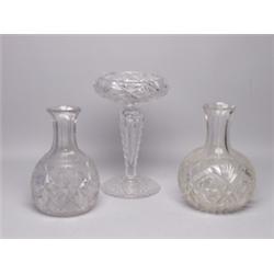 2 Old Crystal Carafes and Victoiran Comport