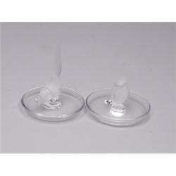 Two Signed Lalique Bird Dishes