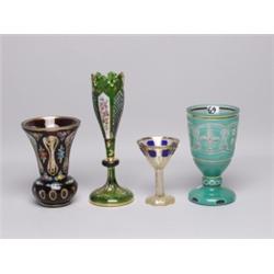 Four Items Old Bohemian Glass