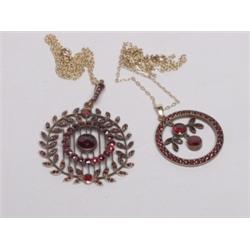 2 Vintage Garnet Necklaces