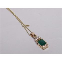Estate Necklace Emerald & Diamonds
