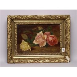 American Oil on Canvas Still Life of Roses