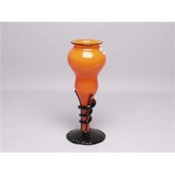 Art Glass Vase Acid Etched Marked 