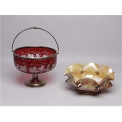 Two Antique Art Glass Bowls