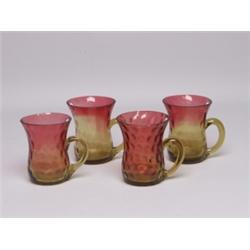 Four Amberina Glass Cups